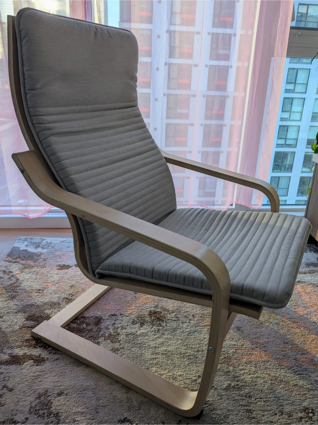 IKEA Poäng Armchair - Light Wood Frame with Grey Cushion - photo 3