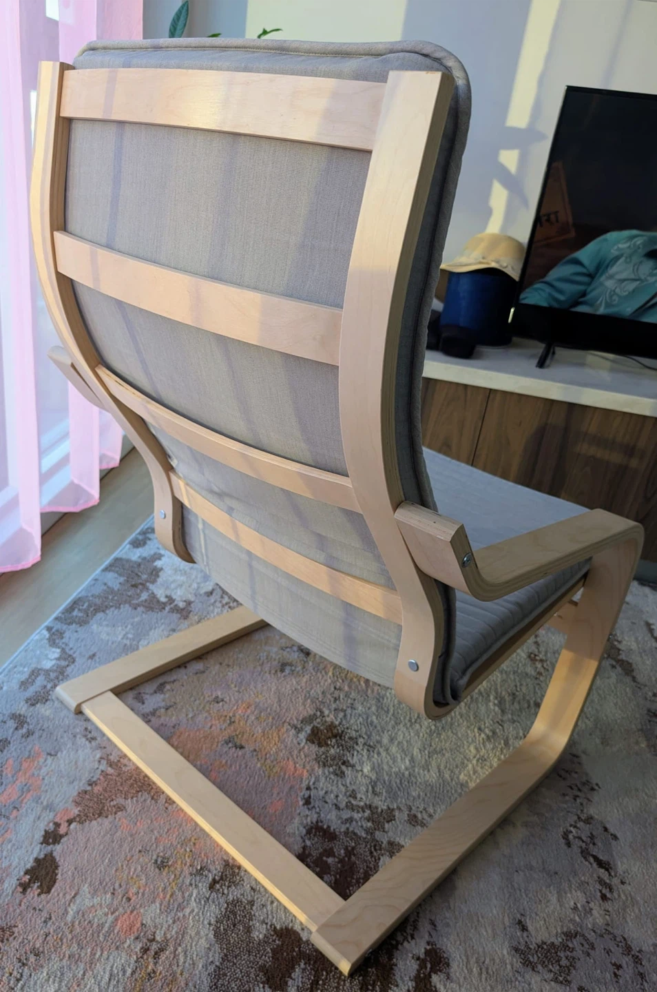 IKEA Poäng Armchair - Light Wood Frame with Grey Cushion - photo 4