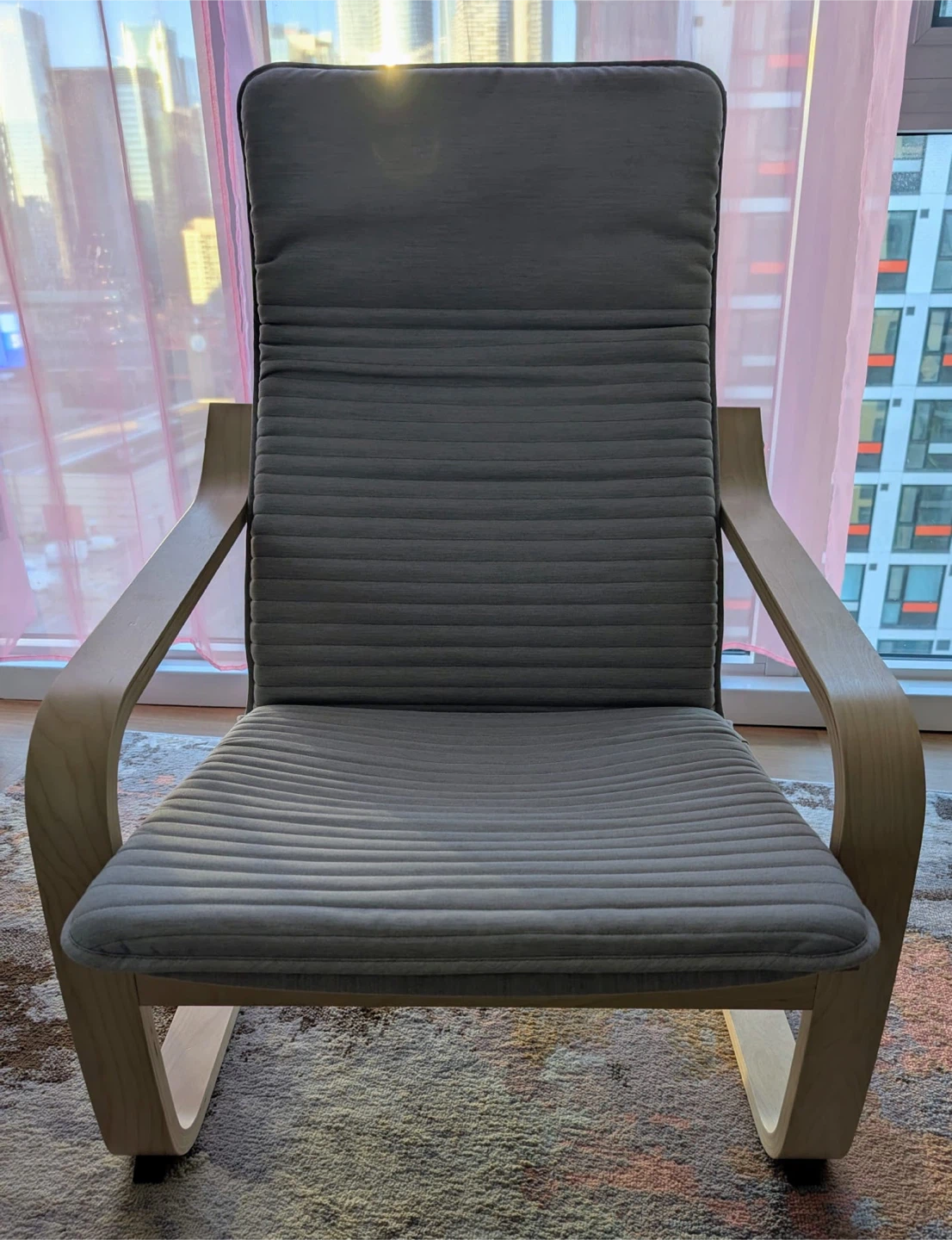 IKEA Poäng Armchair - Light Wood Frame with Grey Cushion - photo 5