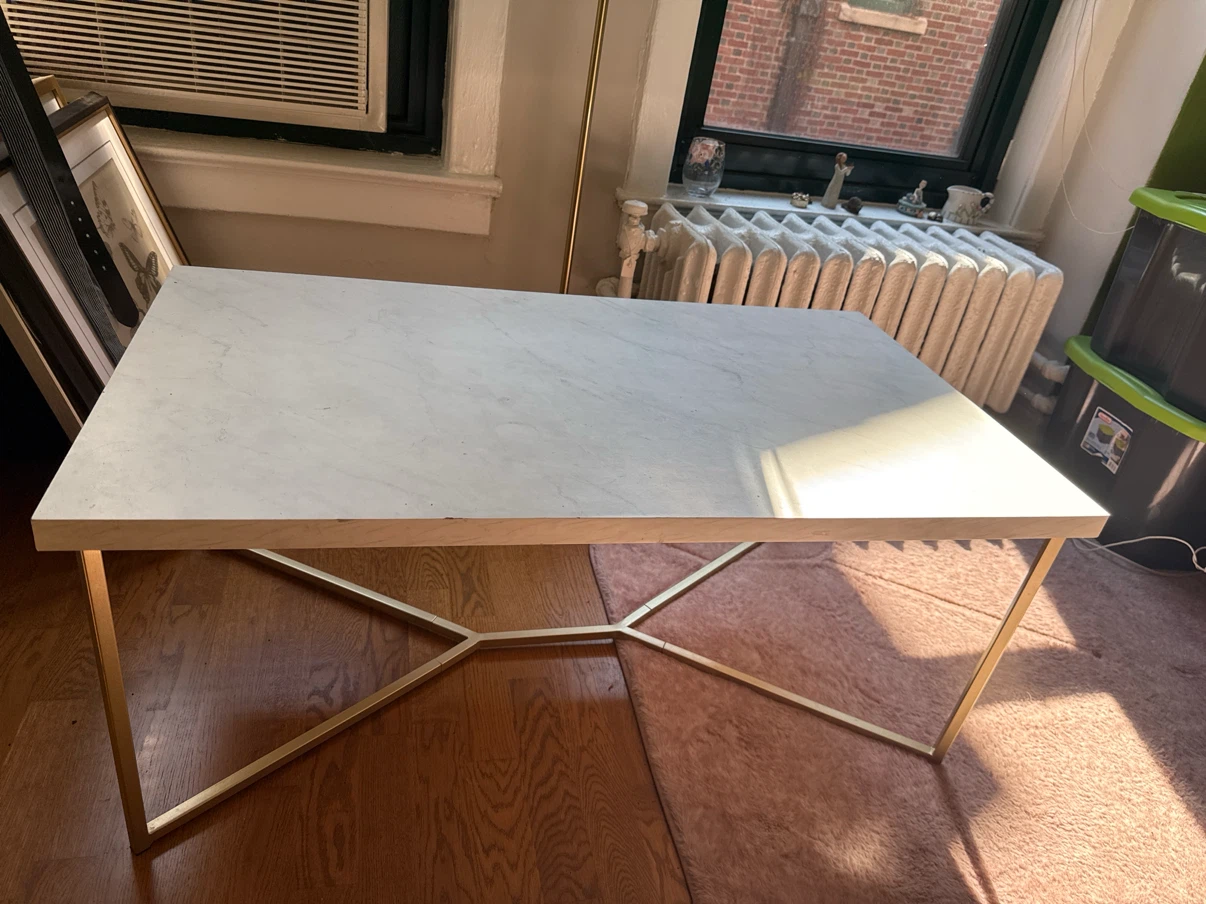 Marble Top Coffee Table with Gold Base