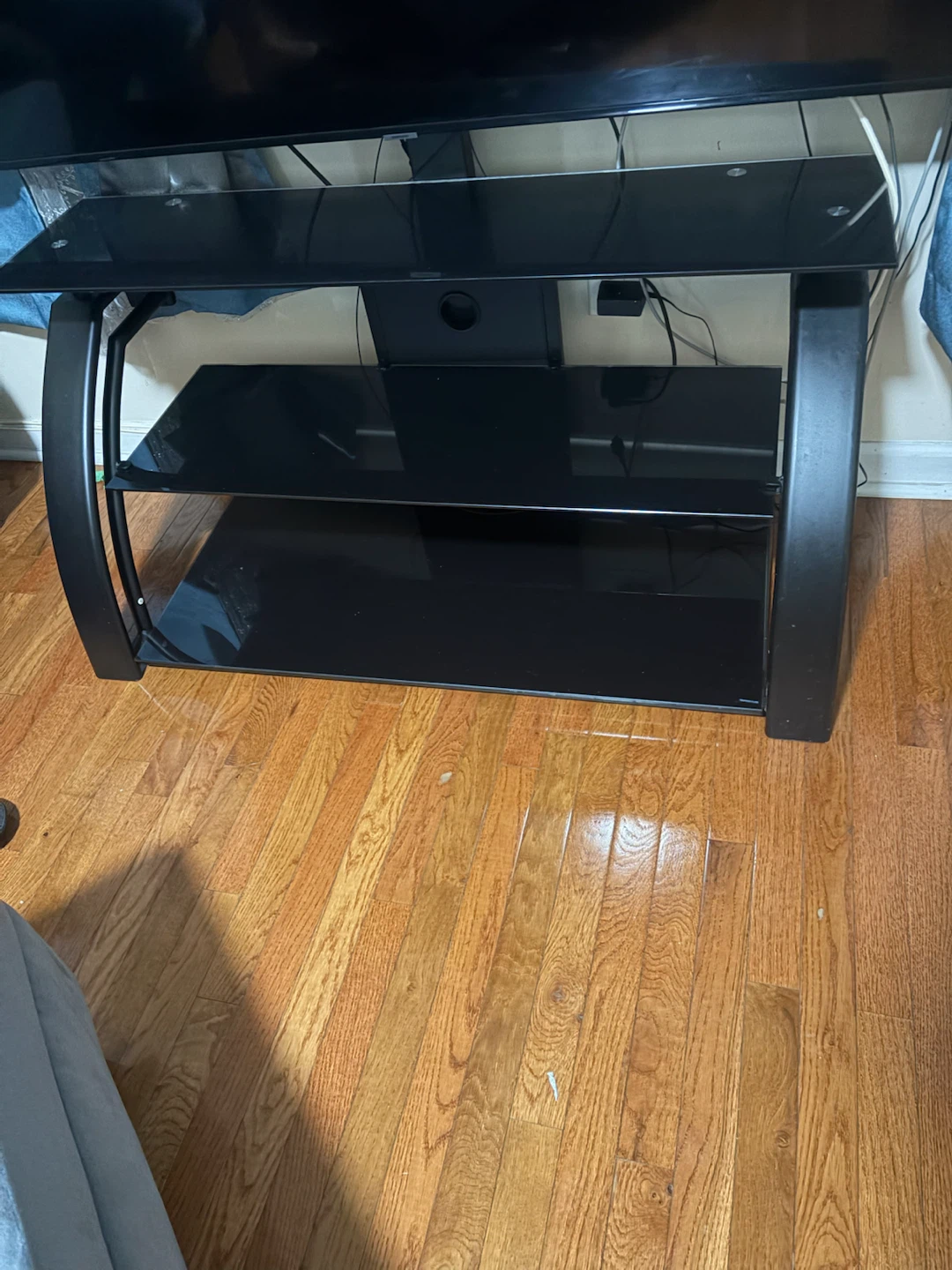 Black Glass 3-Tier TV Stand