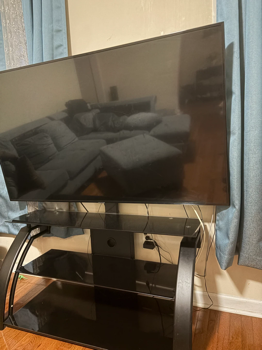 Black Glass 3-Tier TV Stand - photo 2