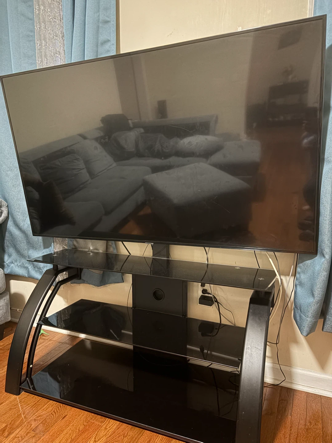 Black Glass 3-Tier TV Stand - photo 3
