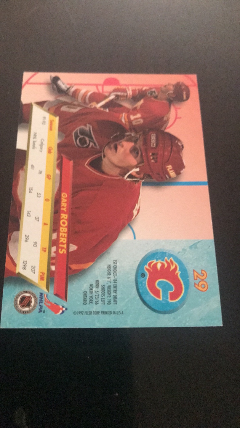 1992 Fleer Ultra Gary Roberts Calgary Flames Hockey Card - photo 2