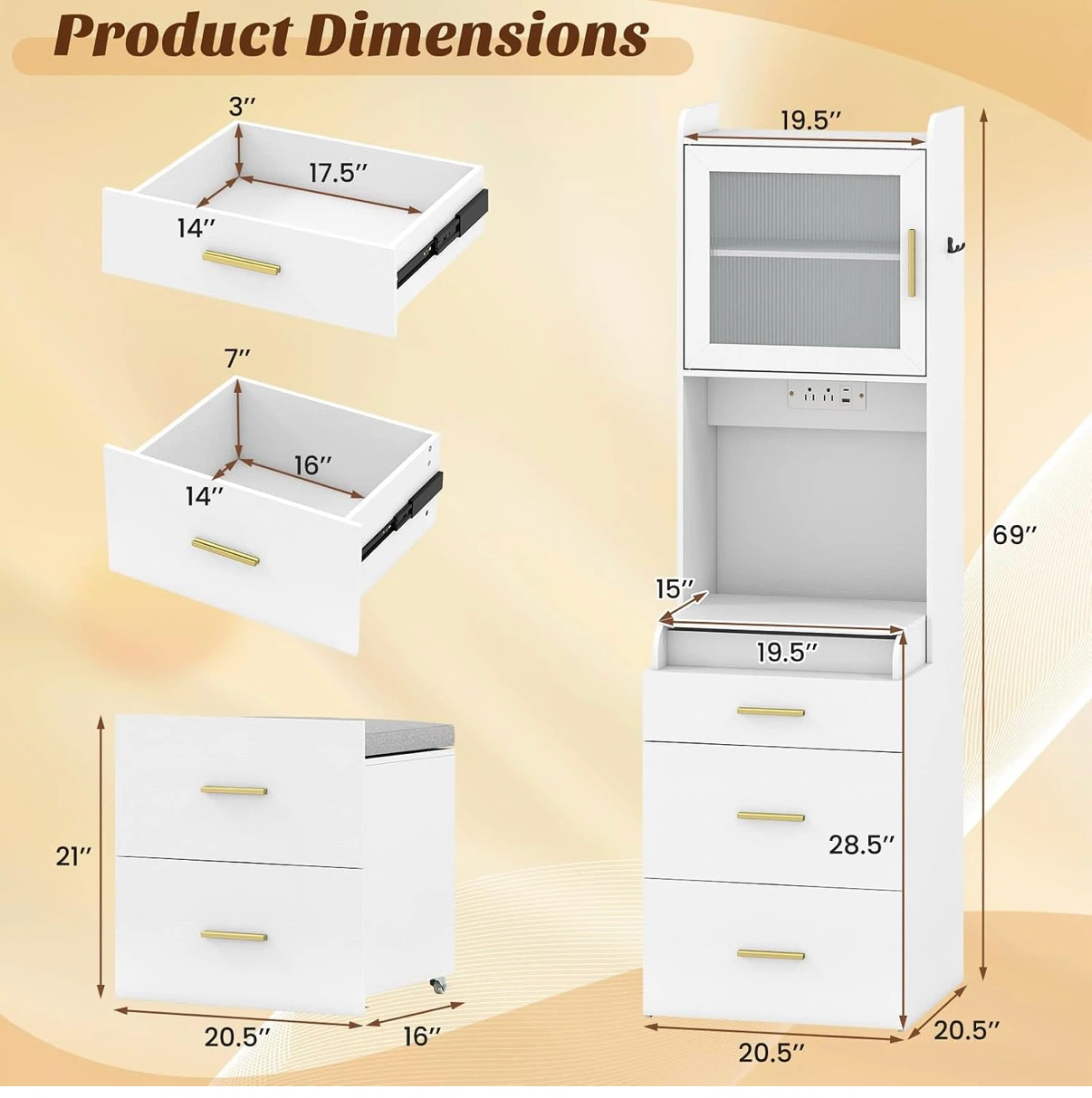White Vanity Dresser with Mirror and Storage Drawers - photo 2