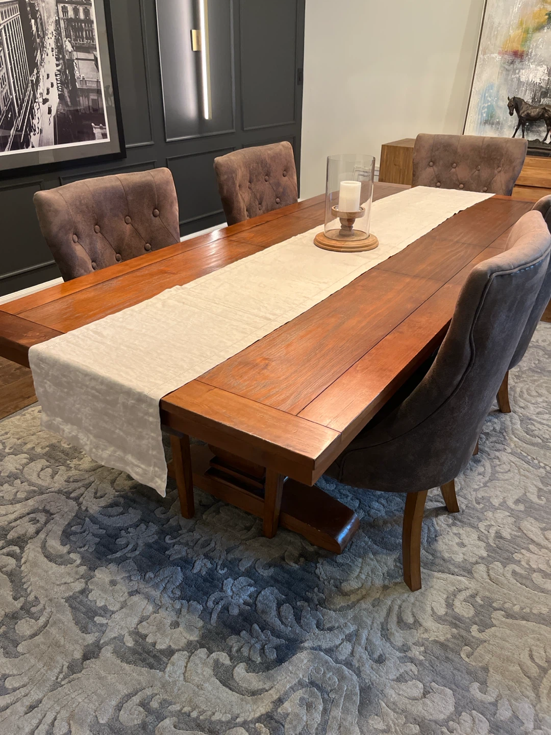 Wooden Dining Table with Upholstered Chairs - photo 2