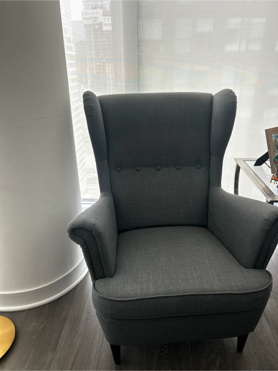 Grey Wingback Accent Chair
