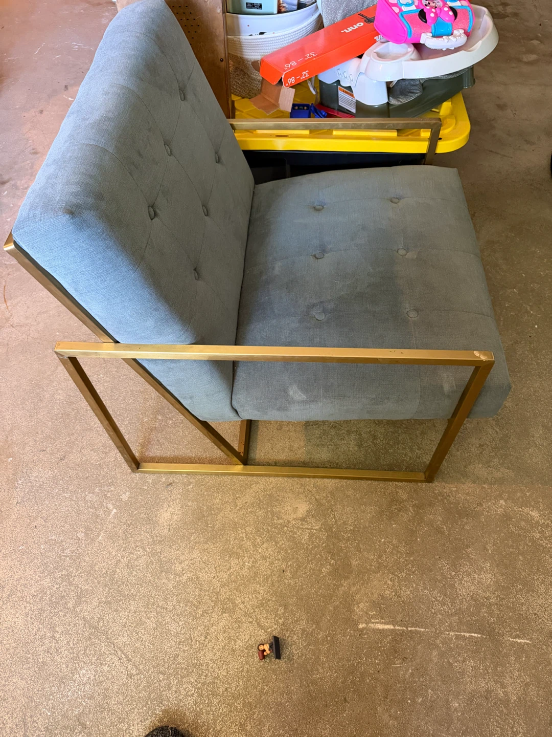 Gray Accent Chair with Gold Frame