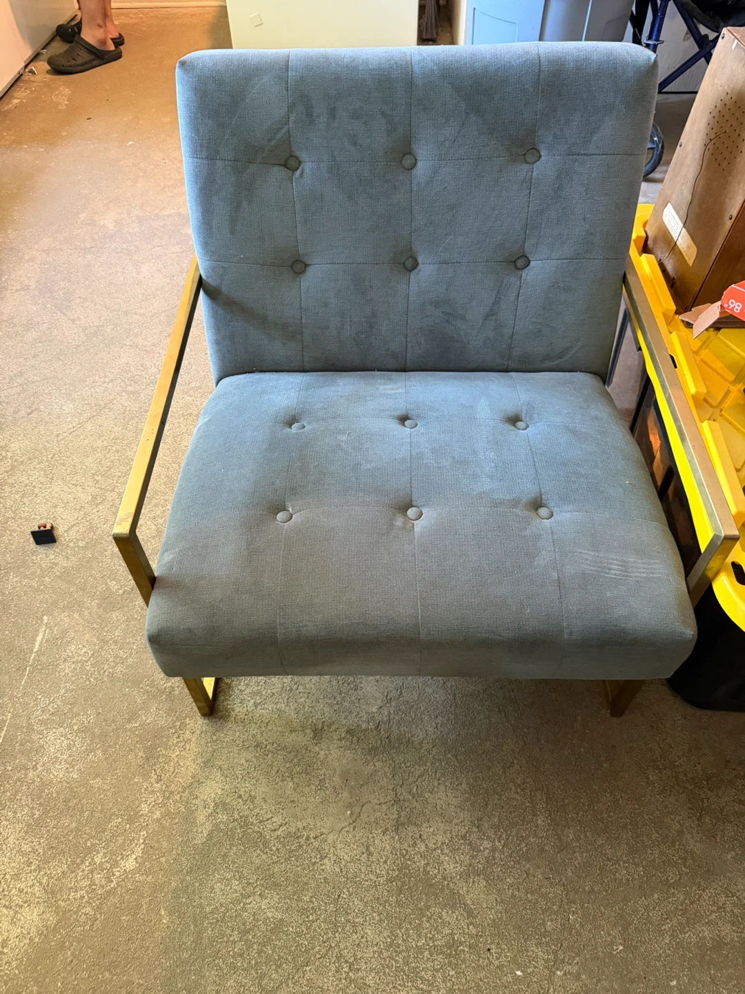 Gray Accent Chair with Gold Frame - photo 2