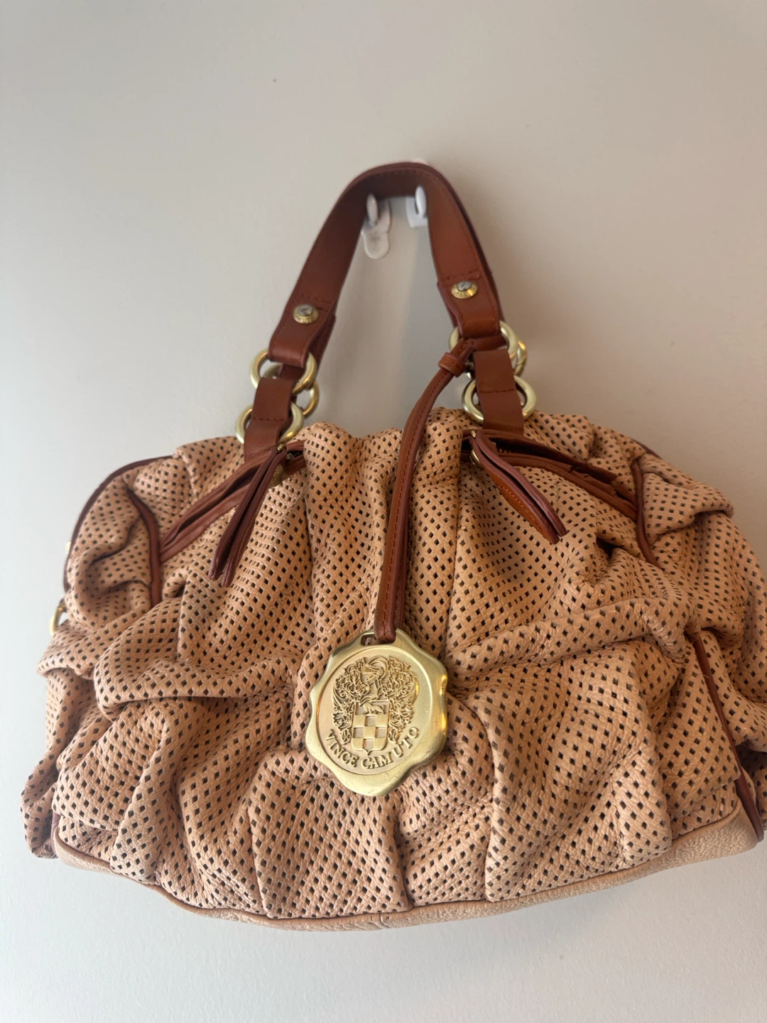 Vince Camuto Perforated Leather Hobo Bag