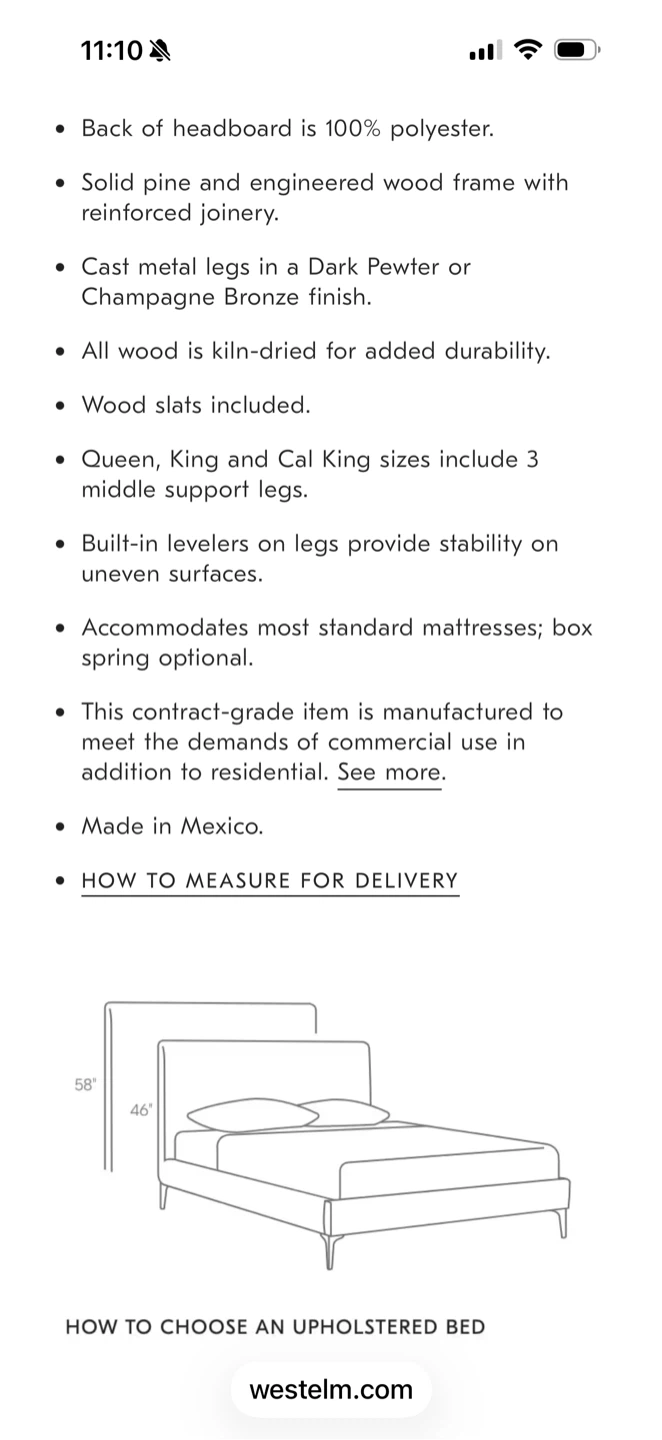 Gray Upholstered Bed Frame with Headboard - photo 5