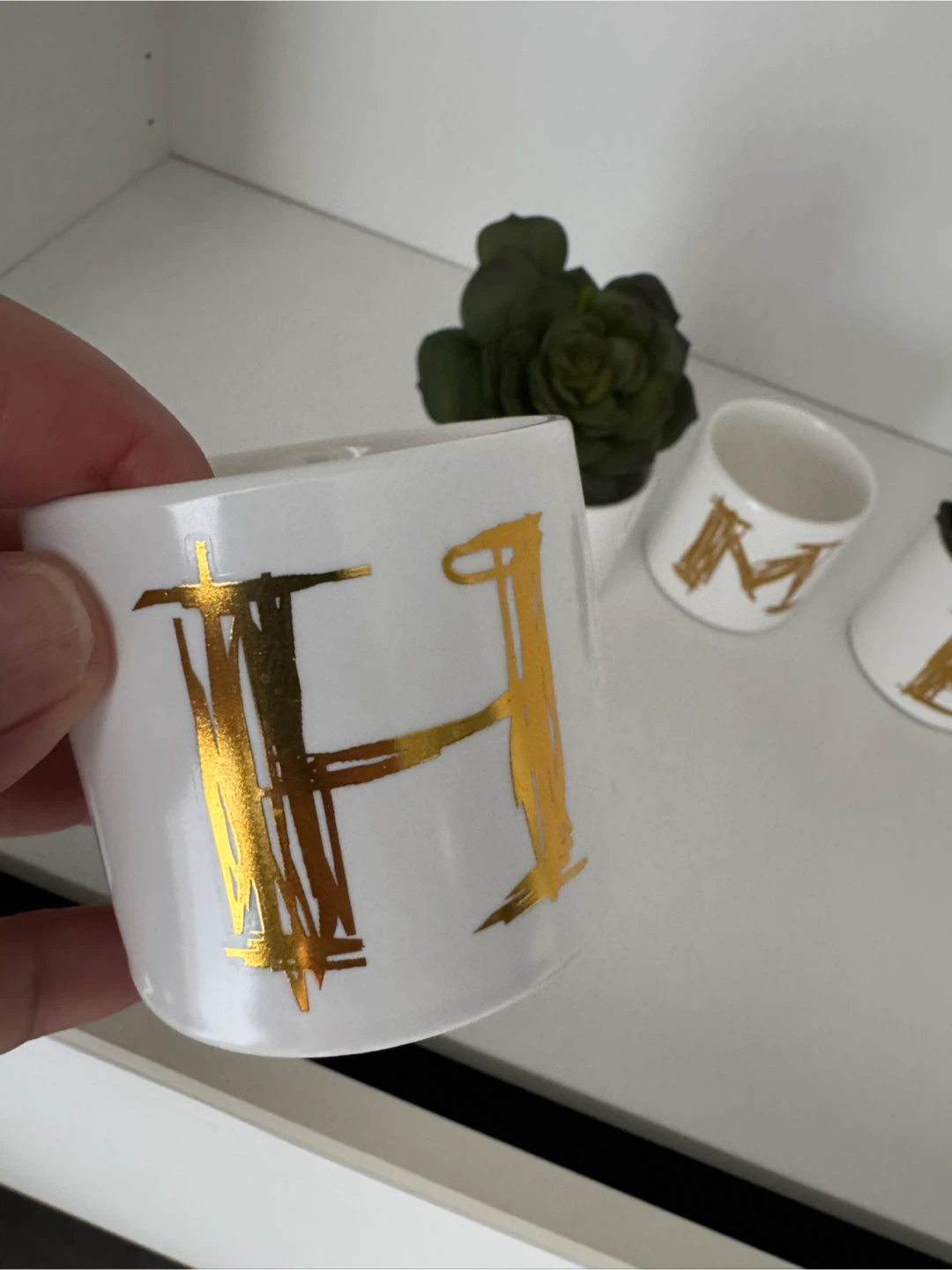 Set of 4 'HOME' Letter Ceramic Planters/ Canfleholders - photo 2