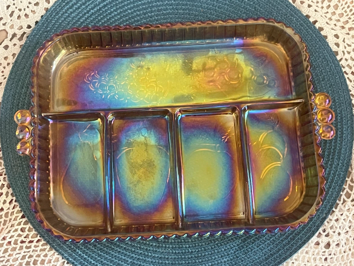 Vintage Carnival Glass Relish Tray