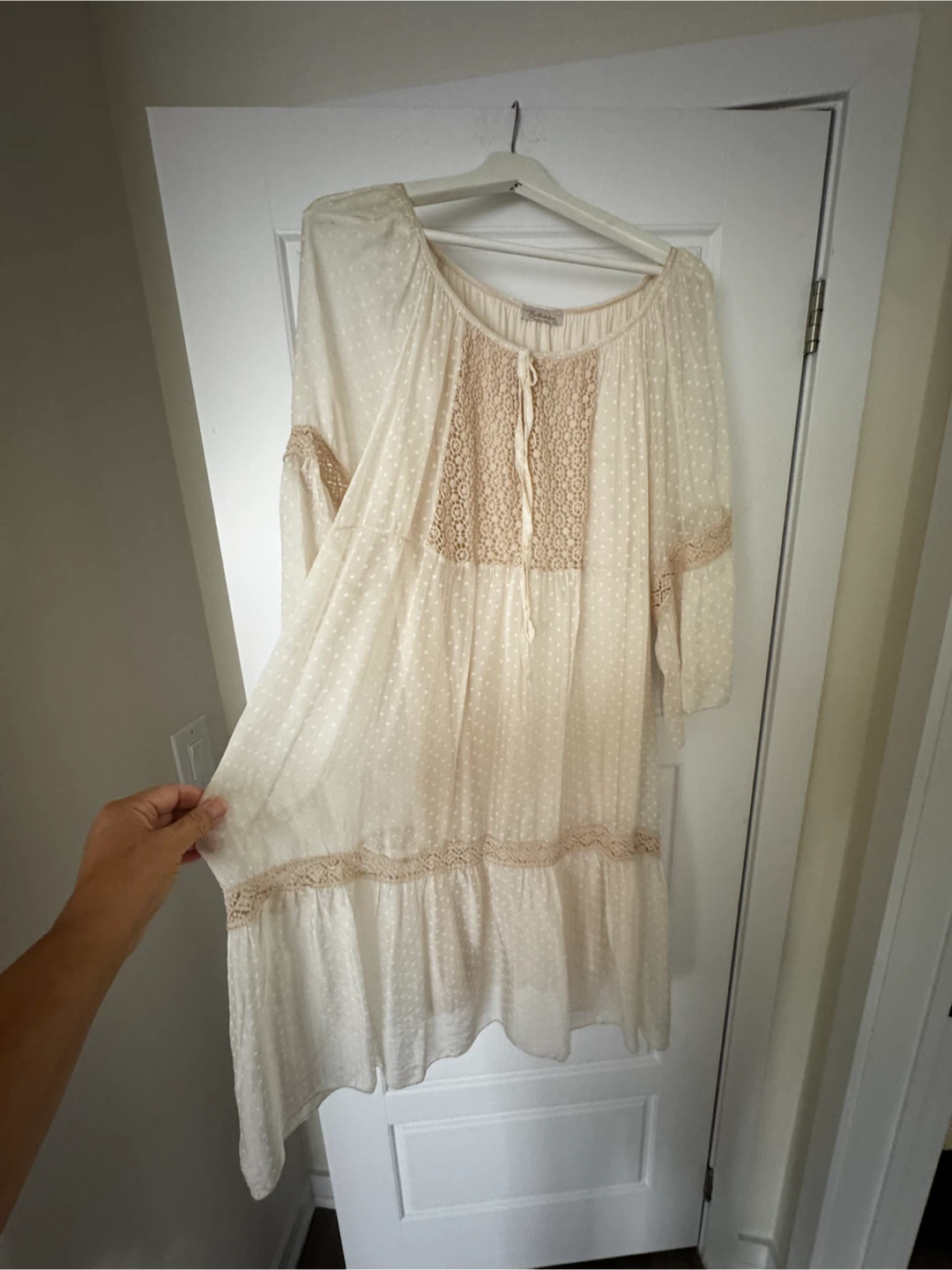 Bellambra Made in Italy 1X-2X Cream Polka Dot Lace Dress