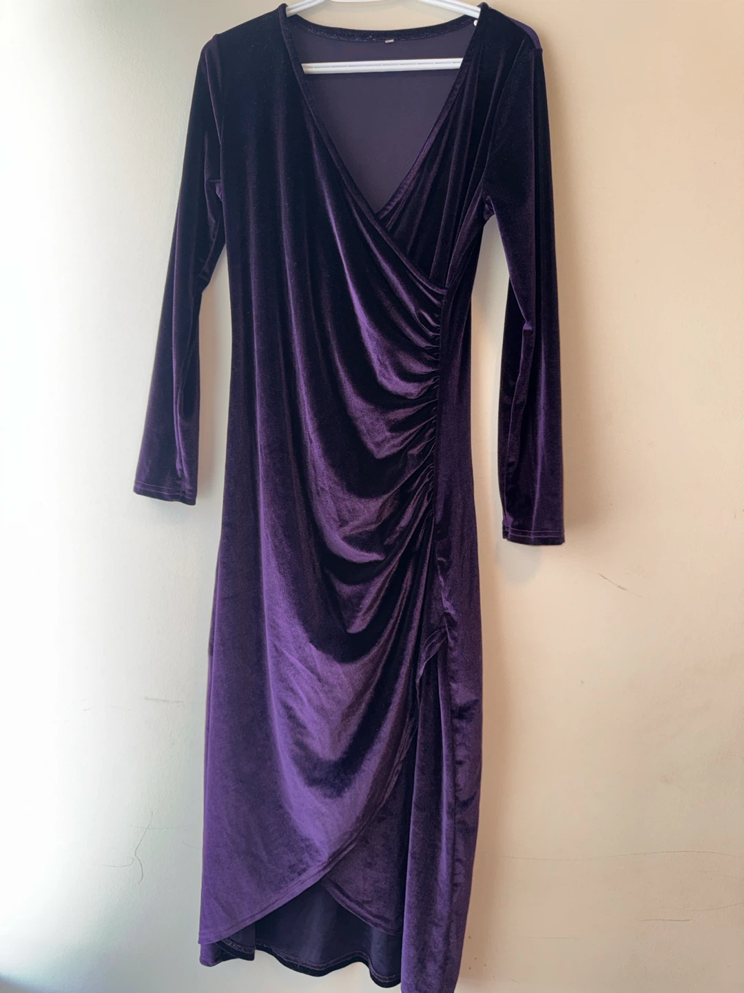 Purple Velvet Wrap Dress