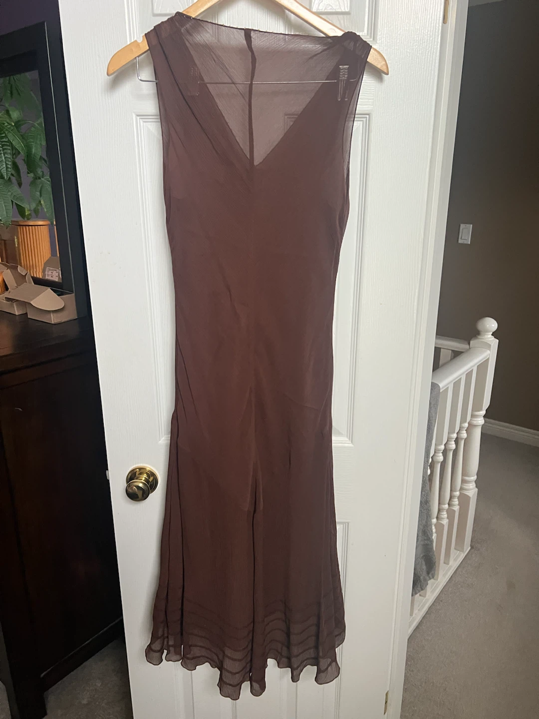 Nine West Brown Silk Beaded Dress Size medium - photo 3