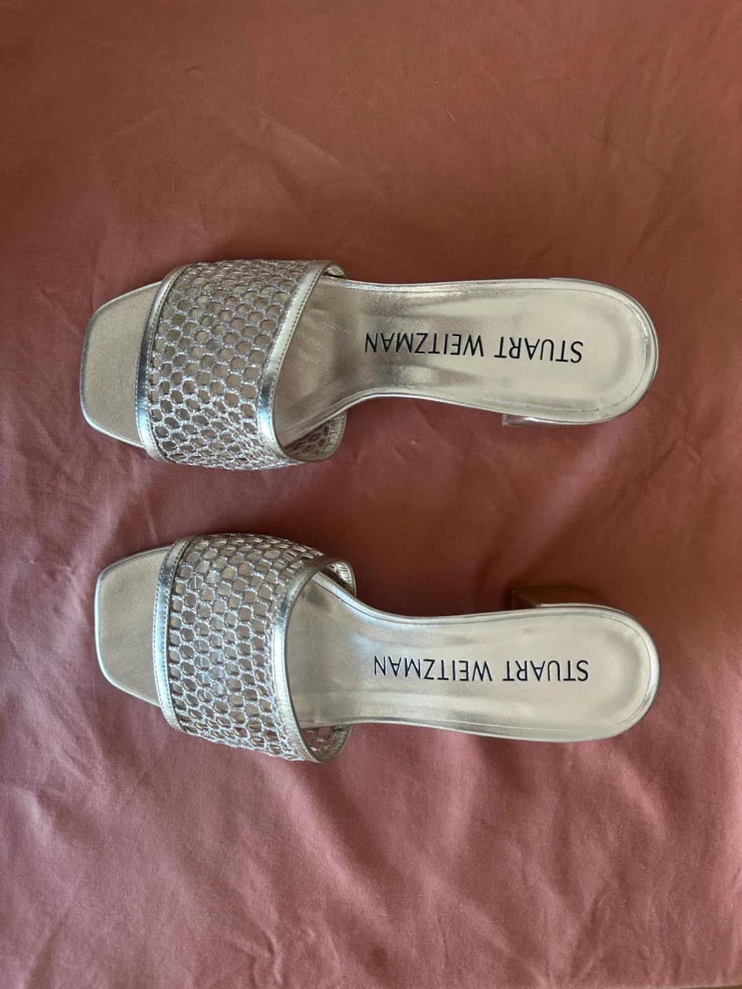 Stuart Weitzman Silver Mesh Slides - photo 2