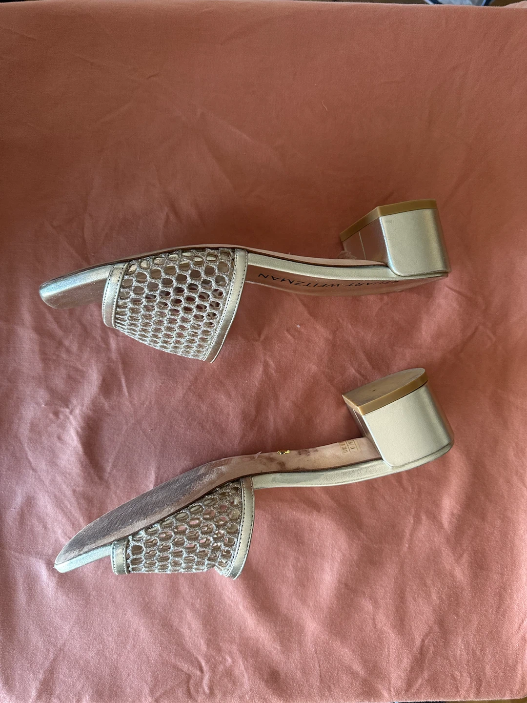 Stuart Weitzman Silver Mesh Slides - photo 3