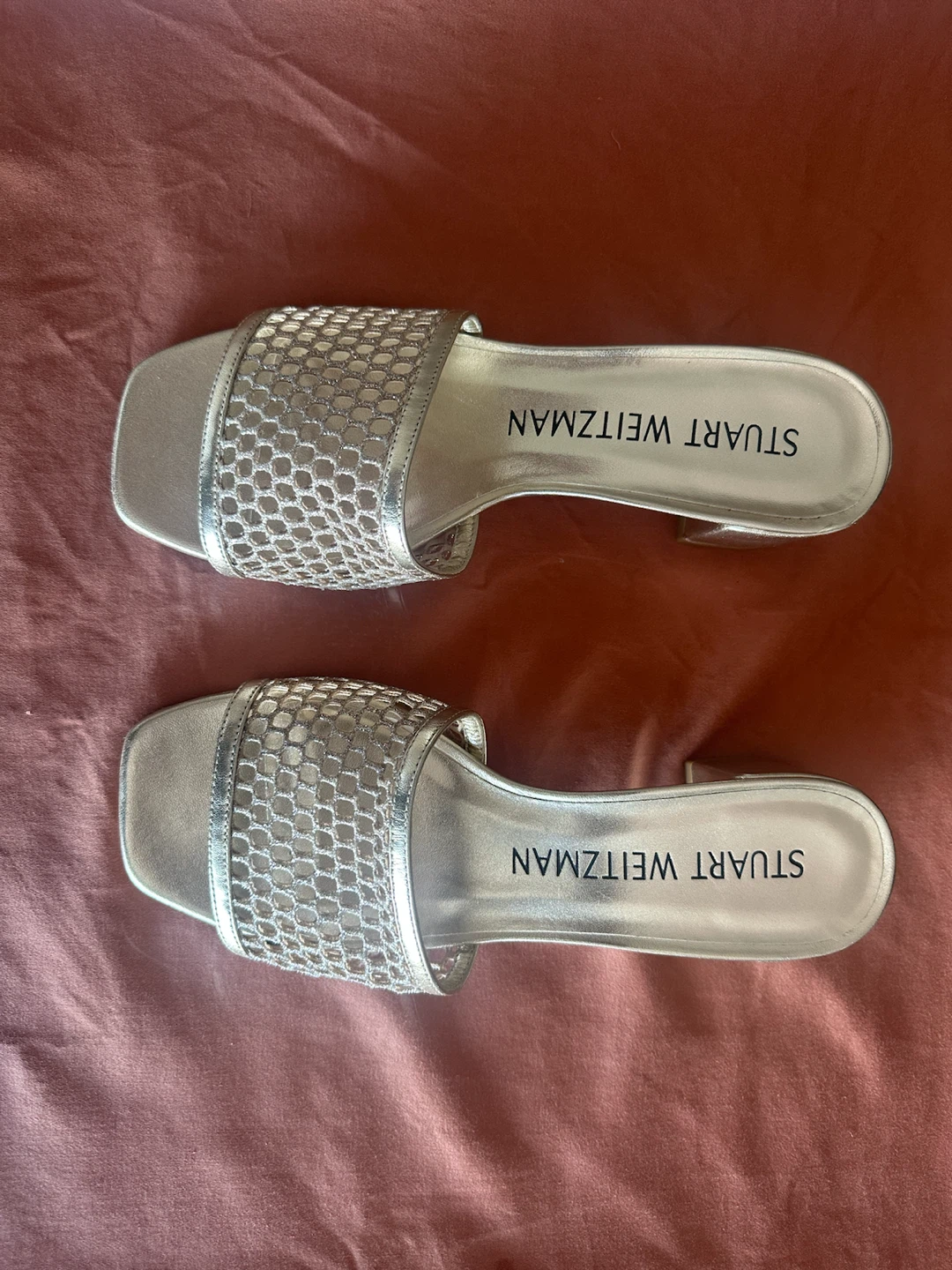 Stuart Weitzman Silver Mesh Slides - photo 5