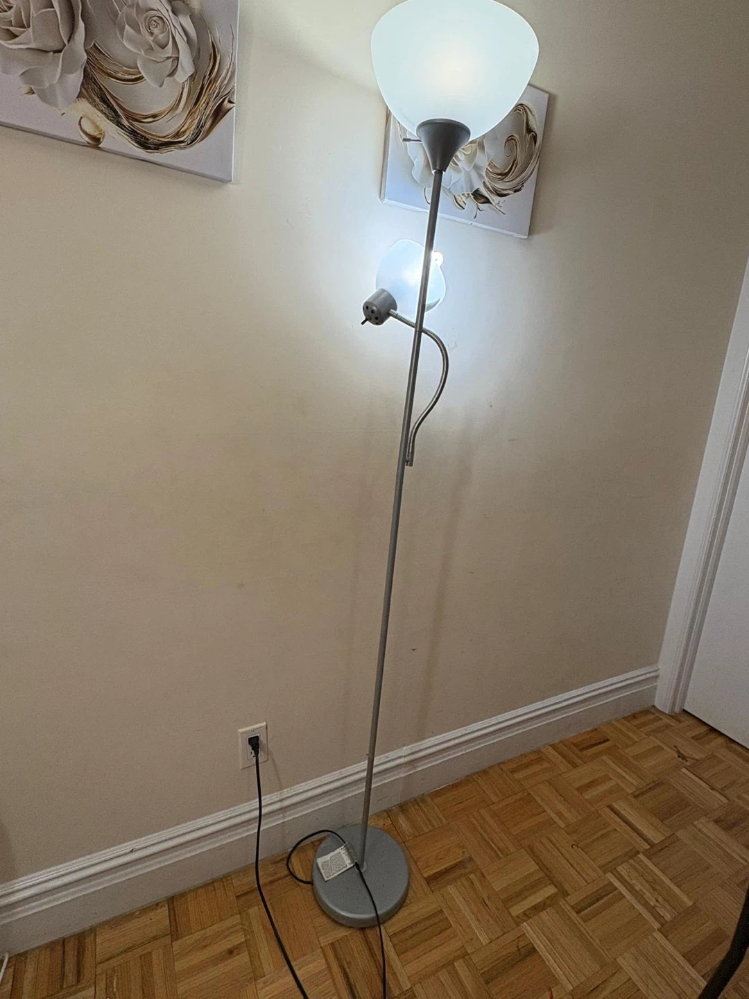 Silver Floor Lamp with Reading Light