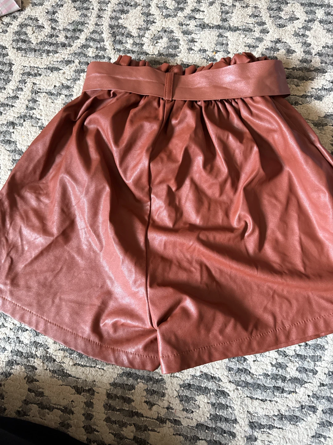Faux Leather Paperbag Waist Shorts with Belt size small - photo 2