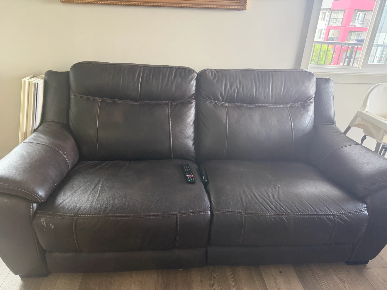 Dark Brown Leather Sofa - photo 3