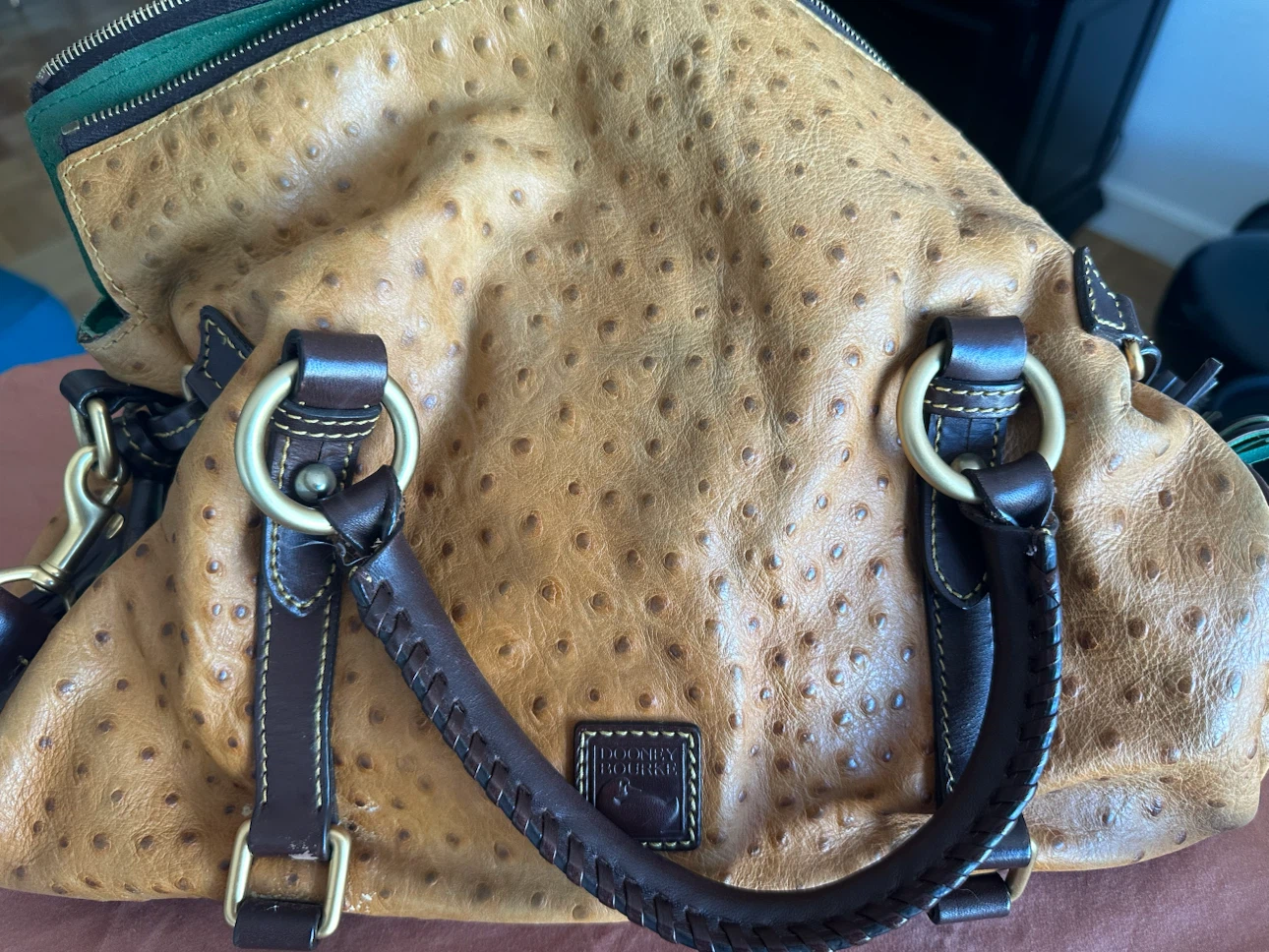Dooney & Bourke Ostrich Embossed Leather Satchel - photo 4