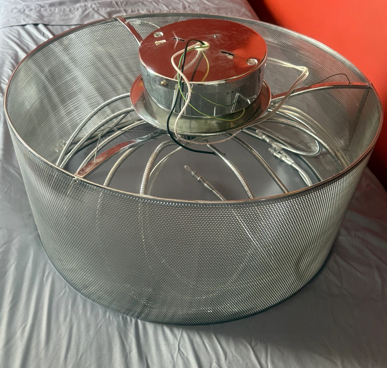 Silver Metal Drum Pendant Light Fixture - photo 2