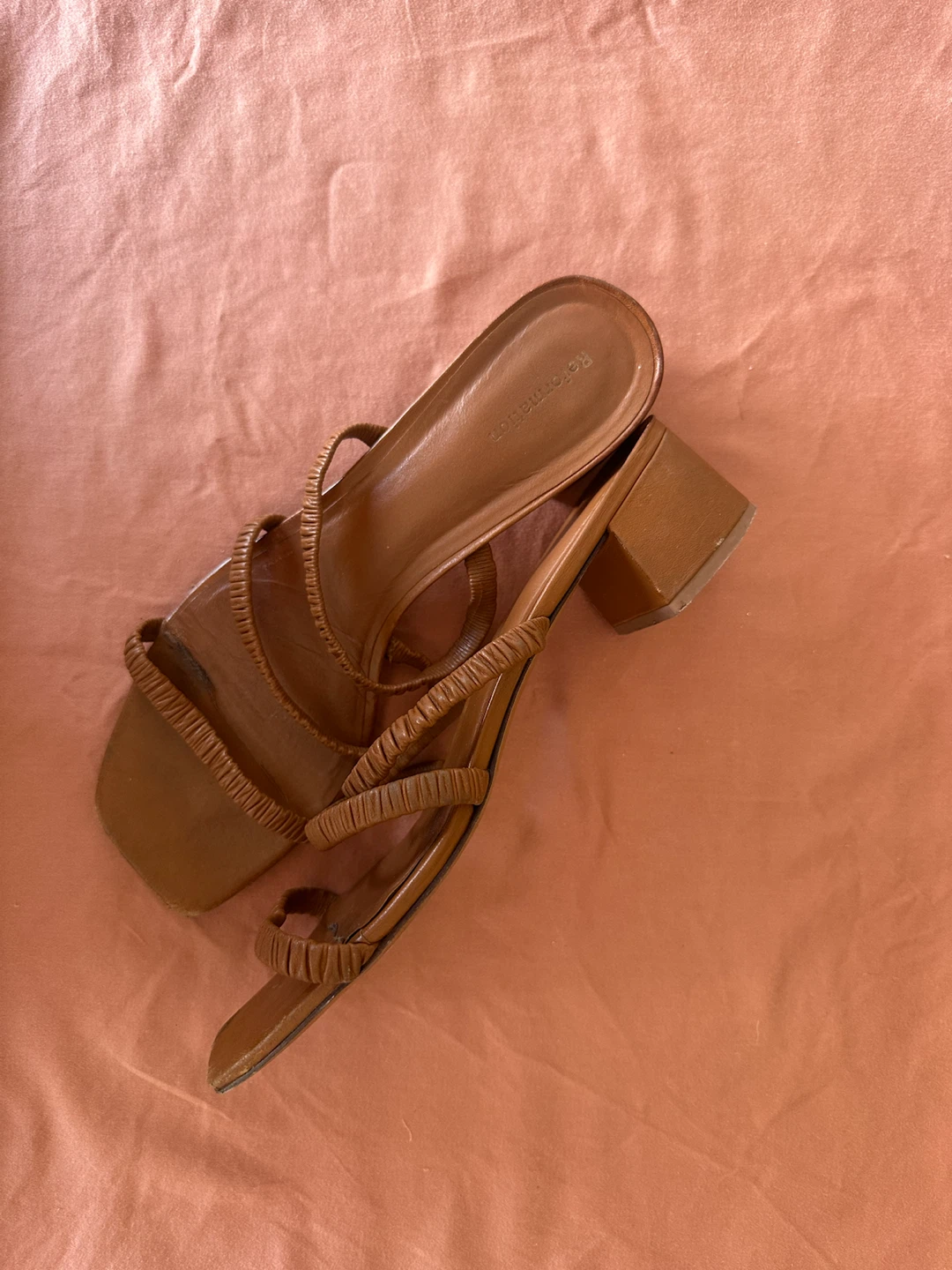 Reformation Brown Ruched Strap Heeled Sandals - photo 3