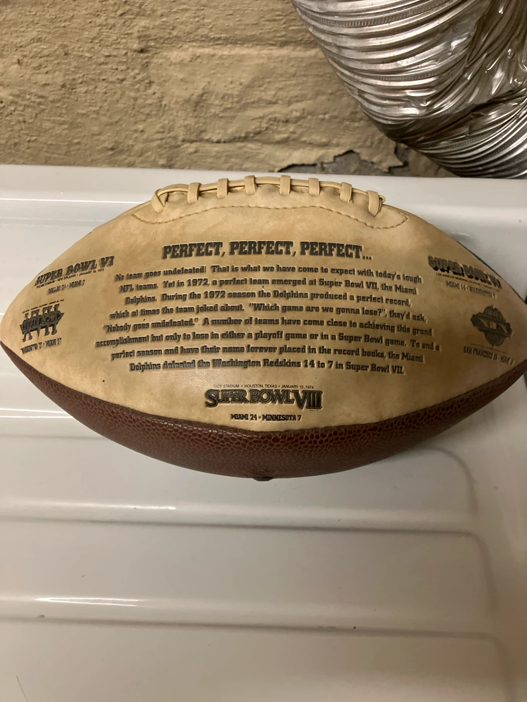 Miami Dolphins Super Bowl VII & VIII Commemorative Football - photo 2