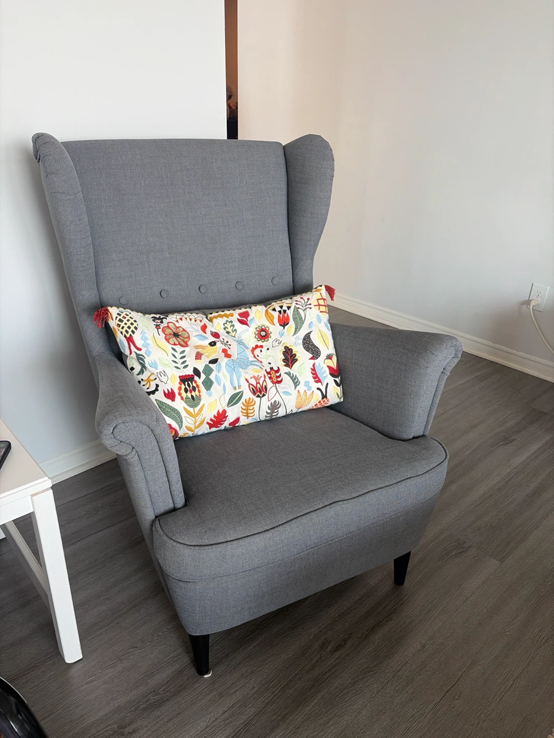 Grey Wingback Accent Chair