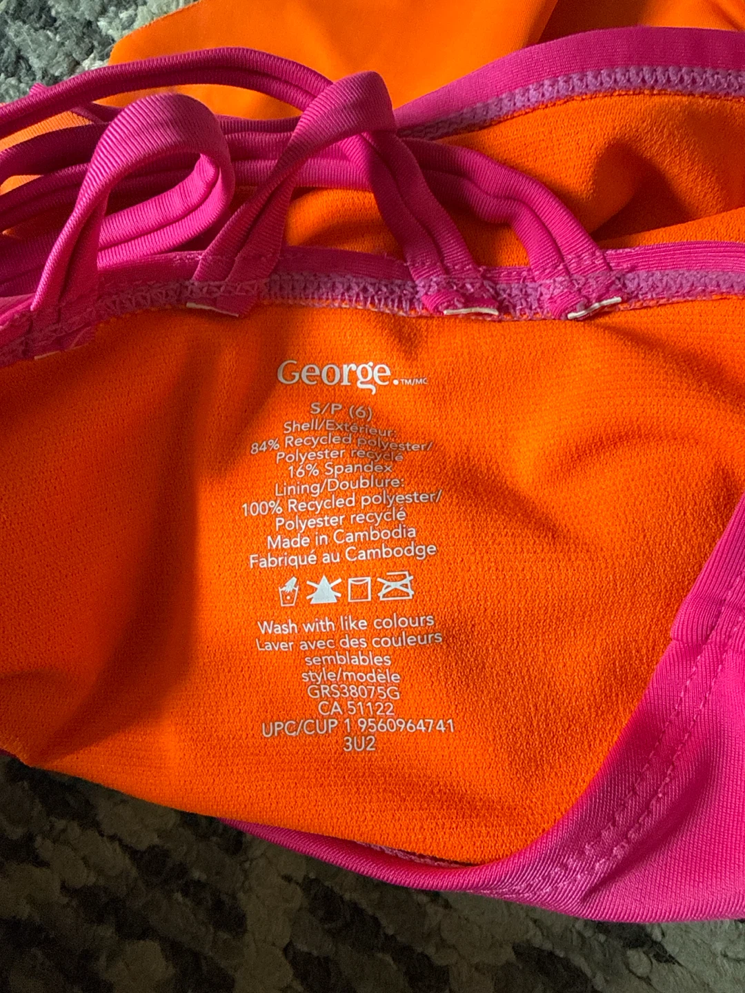 Girls Pink and Orange Ruffle Swimsuit  5 year old - photo 3