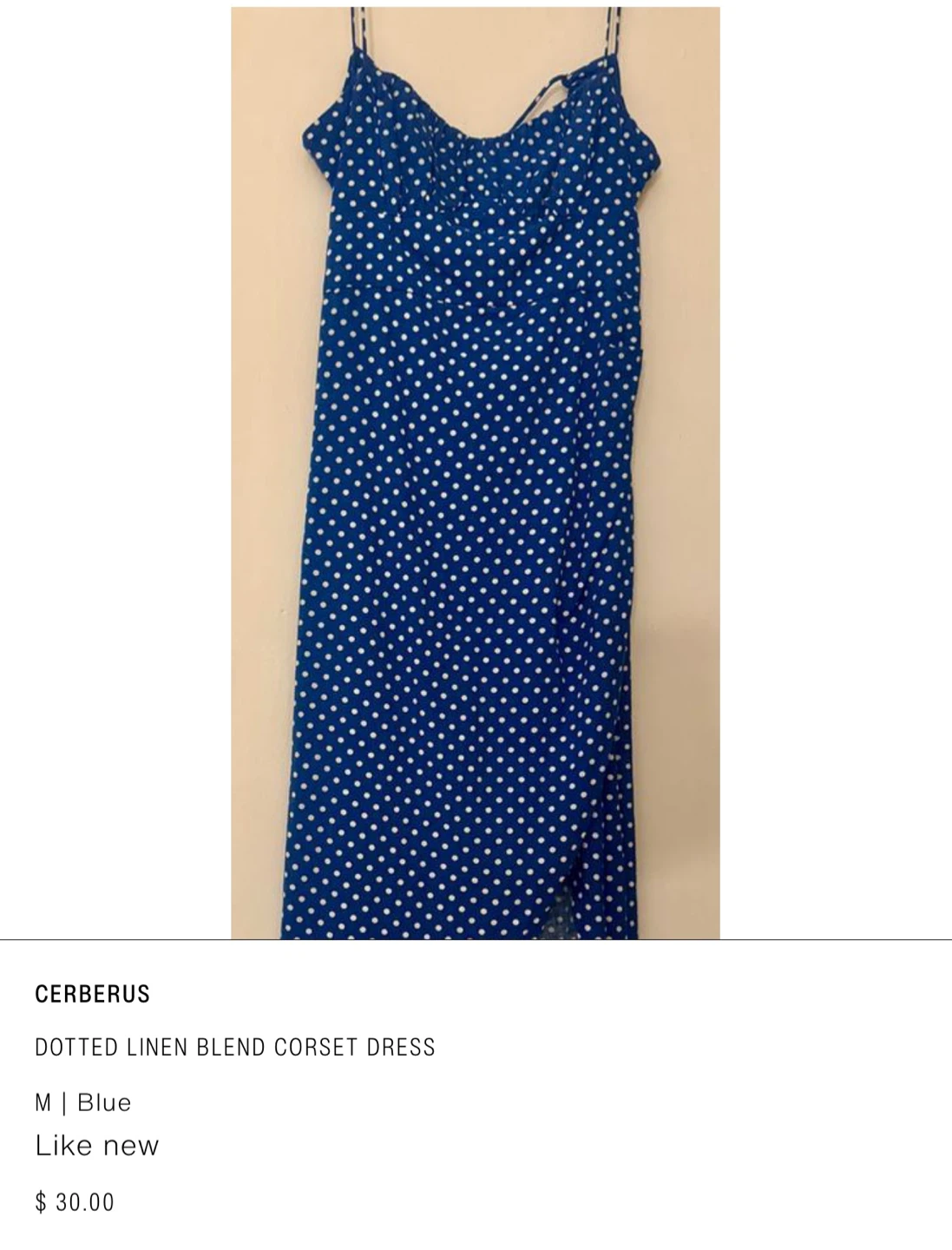 ZARA  Dotted Linen Blend Corset Dress - Blue M - photo 2