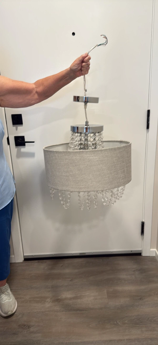 Chandelier Pendant Light with Fabric Shade and Crystal Accents