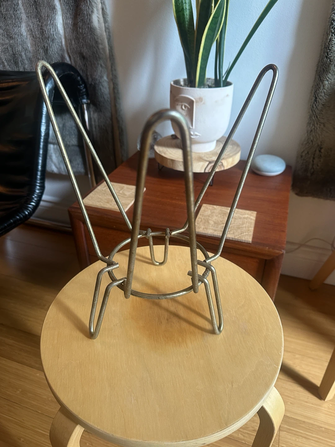 Vintage mcm atomic brass hair pin leg plant stand pot holder - photo 2