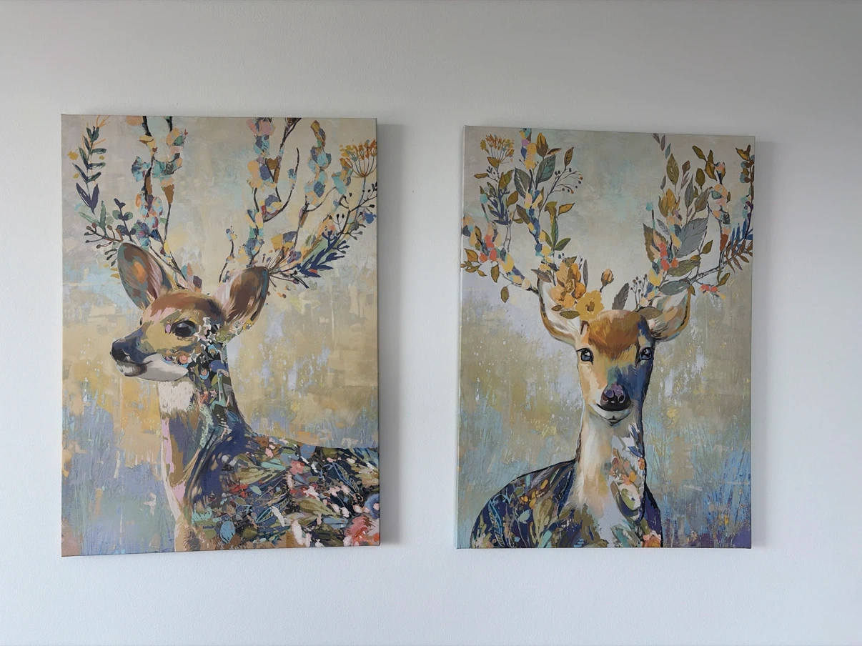 Set of 2 Deer Canvas Wall Art