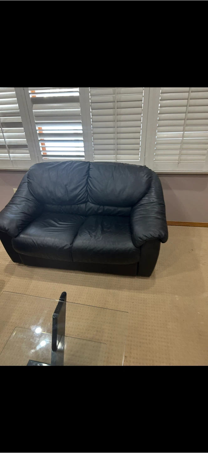 Black Leather Couch and Armchair Set - photo 3