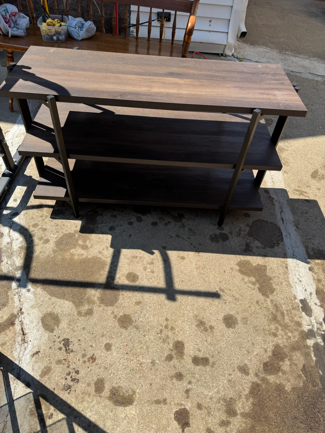 Dark Wood 3-Shelf Console Table