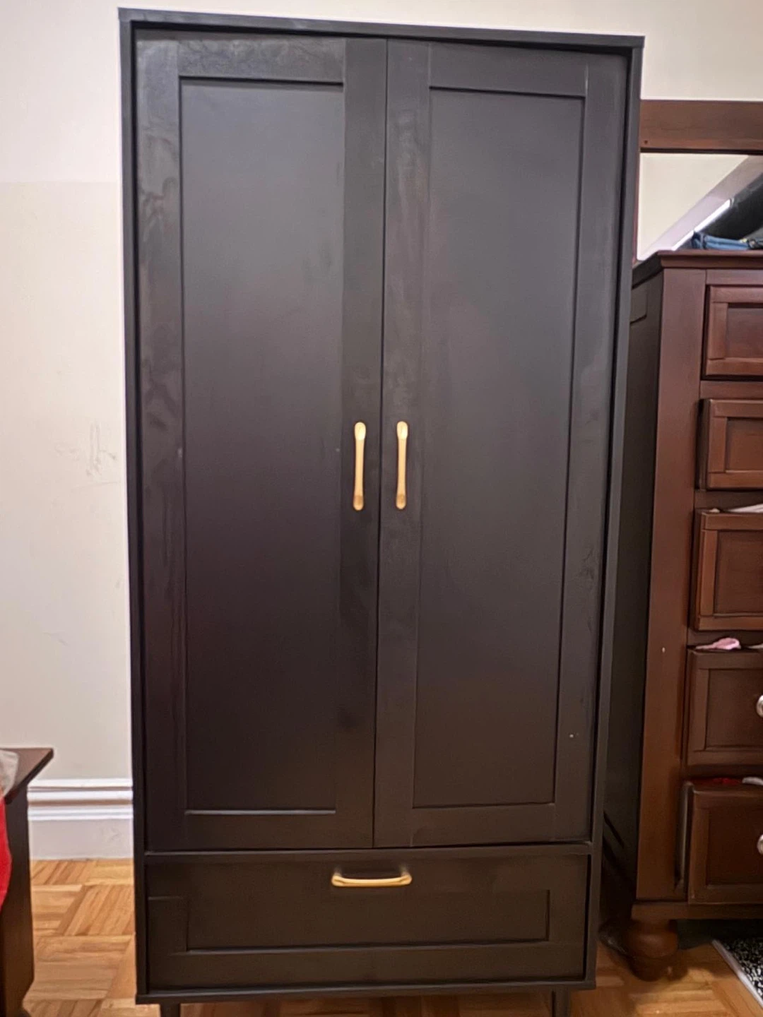 Dark Wood Wardrobe with Drawer