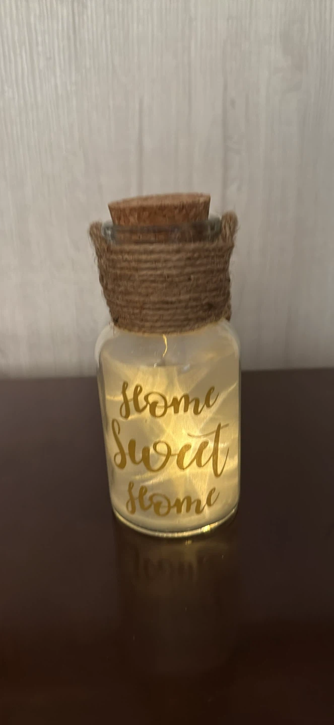 Glass Jar Light with "Home Sweet Home" Text