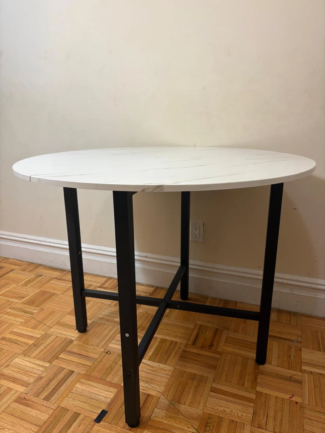 White Marble Dining Table with 4 Black Chairs - photo 2