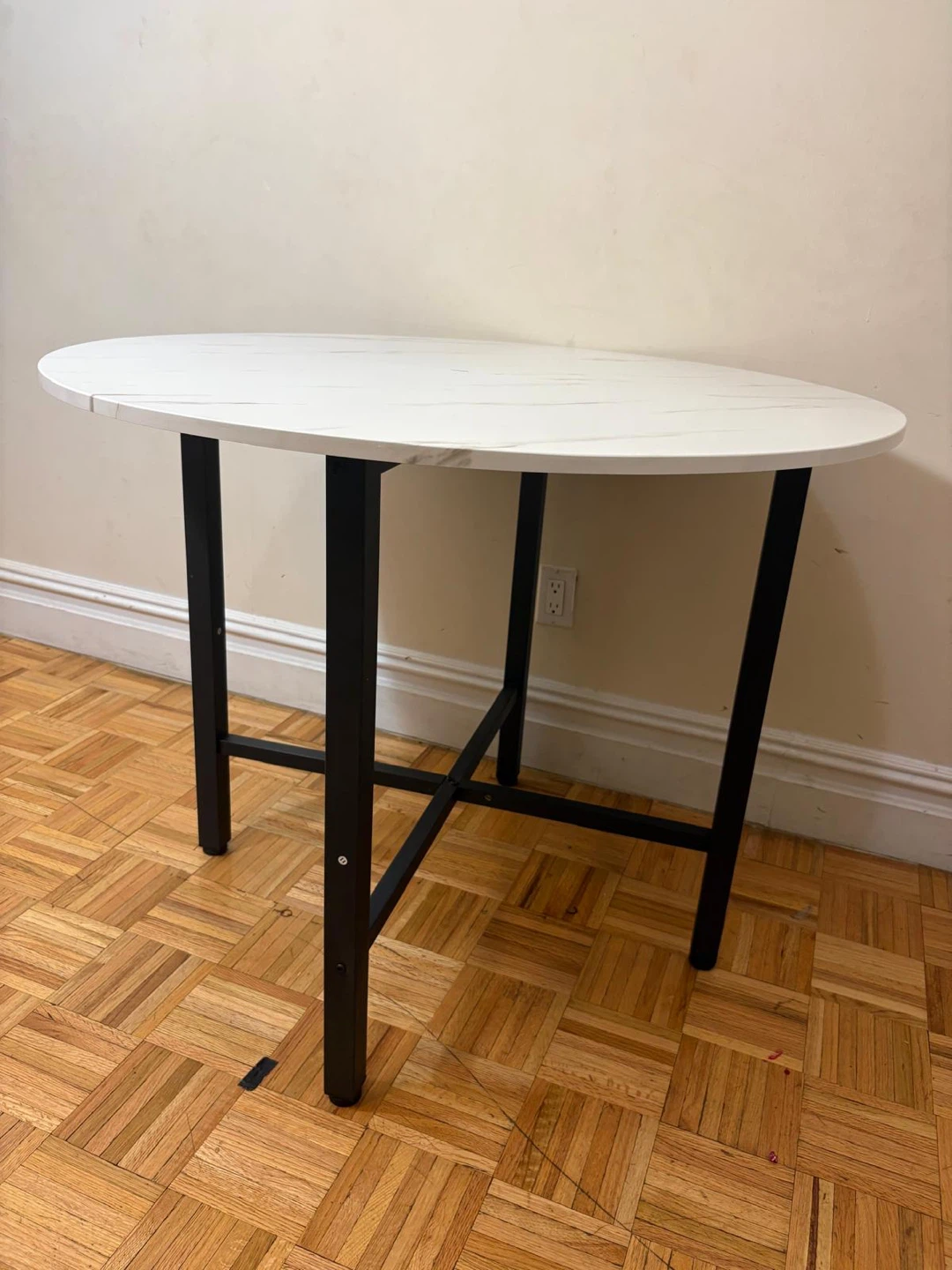 White Marble Dining Table with 4 Black Chairs - photo 3