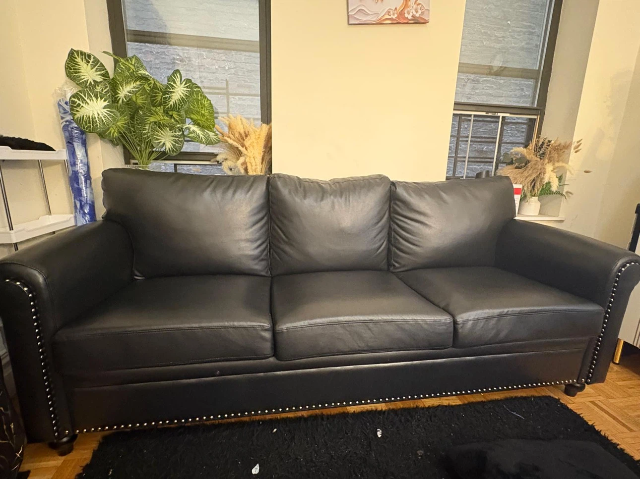 Black Leather Sofa - photo 2