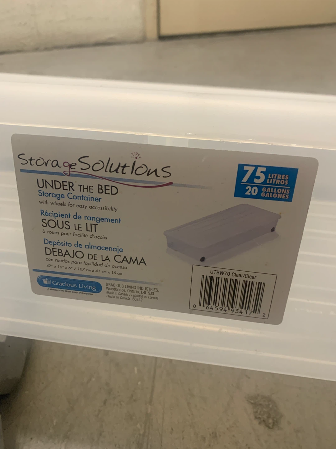 Gracious Living Under the Bed Storage Container - photo 2