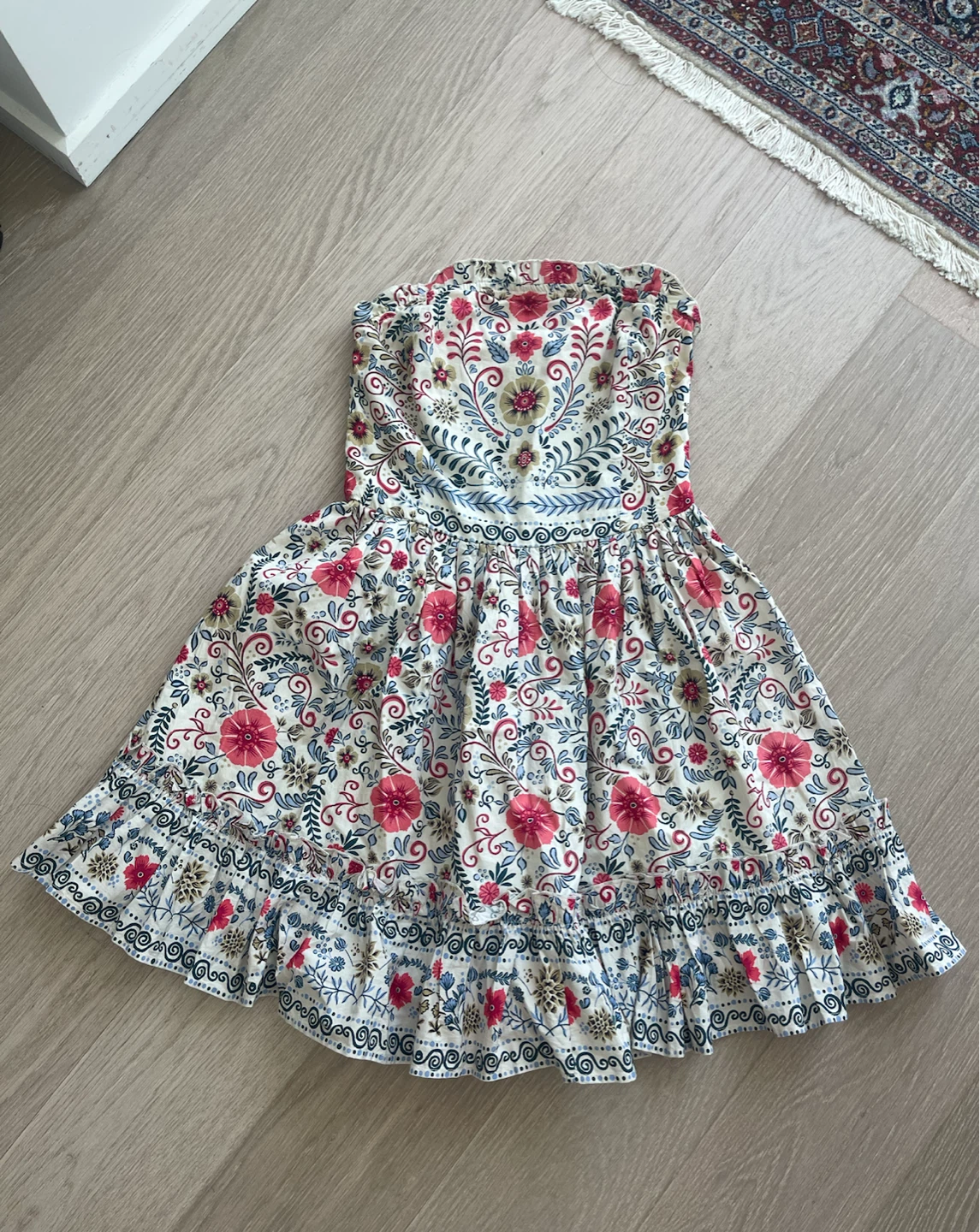 Anthropologie Boho Floral Strapless Dress