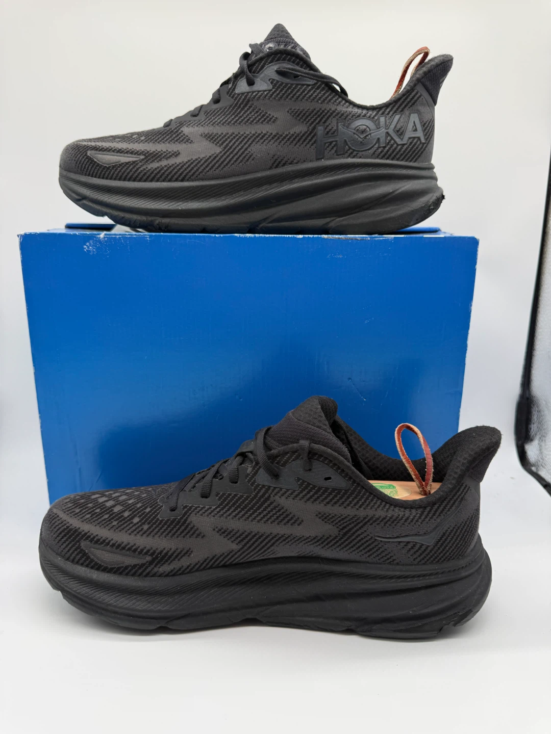 Hoka One Clifton 9 Triple Black Men’s Running Shoes Size US 11D
