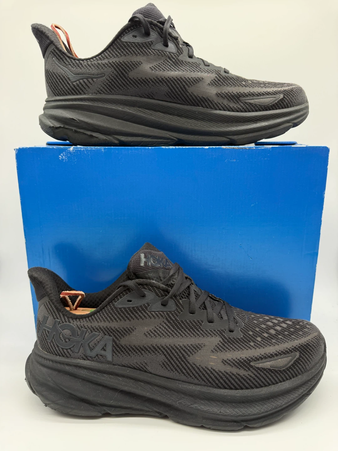 Hoka One Clifton 9 Triple Black Men’s Running Shoes Size US 11D - photo 2