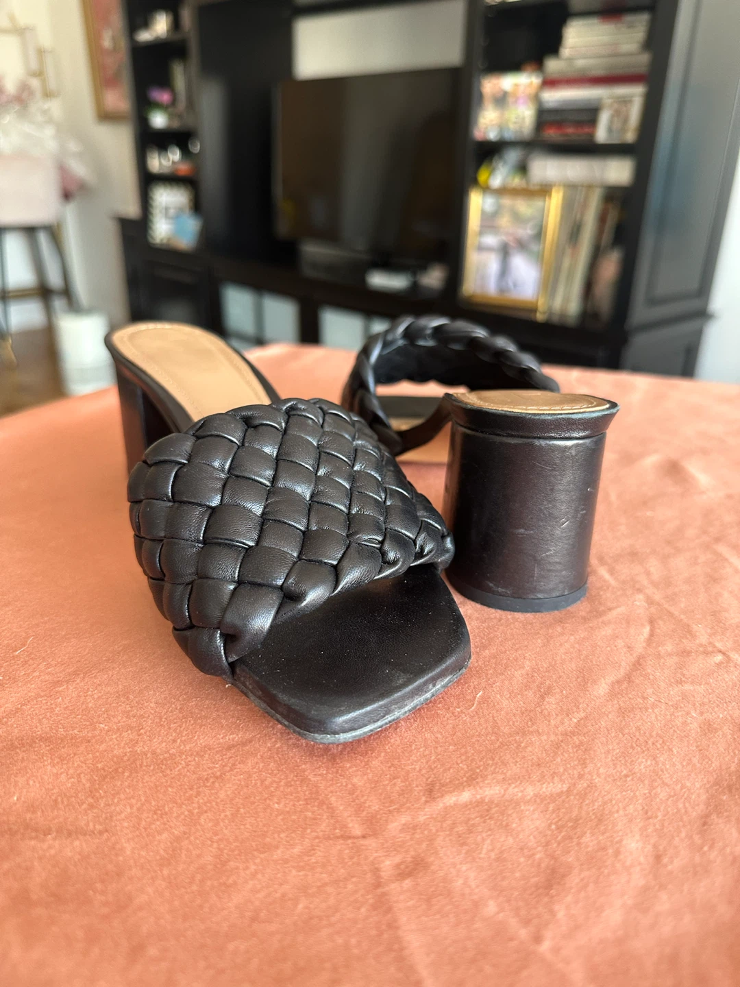 Flattered Black Woven Slide Heels - photo 2