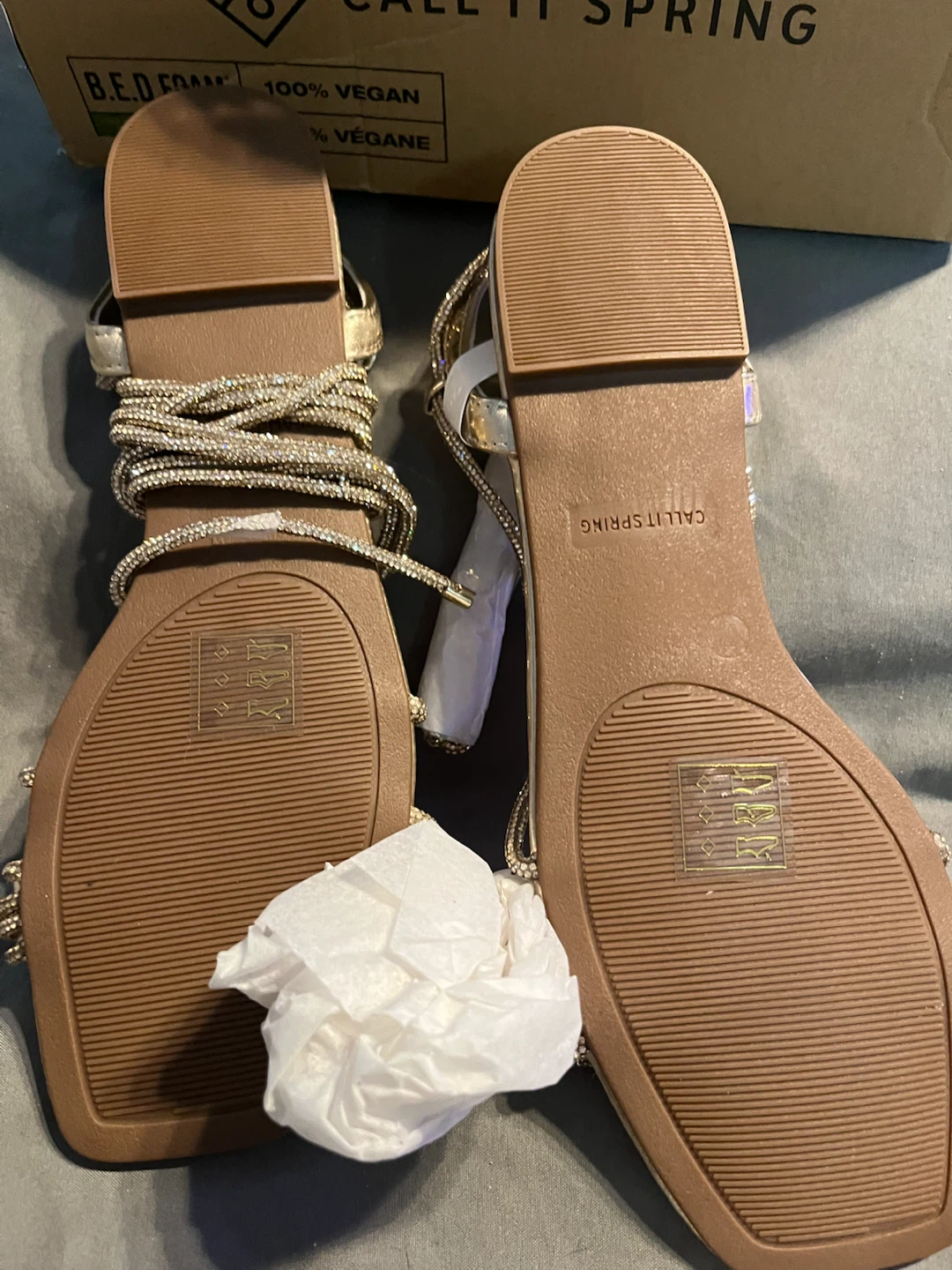 Call It Spring Gold Rhinestone Wrap Sandals - photo 3
