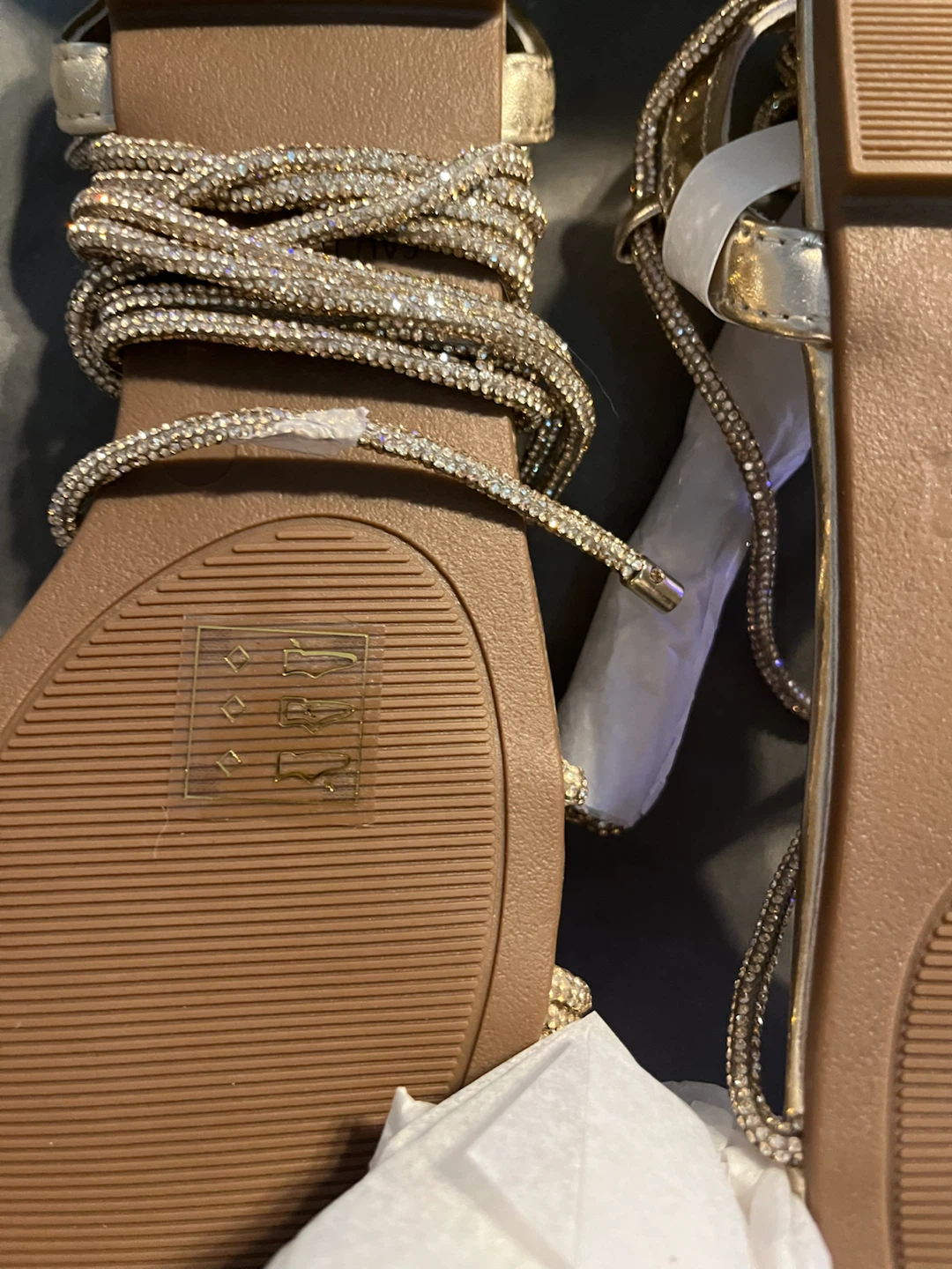 Call It Spring Gold Rhinestone Wrap Sandals - photo 5